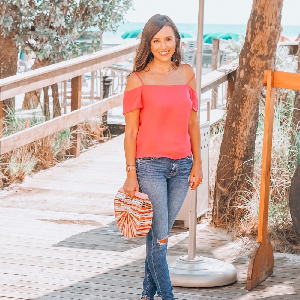 🚨Heather Off The Shoulder Pink Blouse